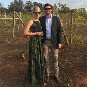 Anthropologie Green and black Floral Maxi